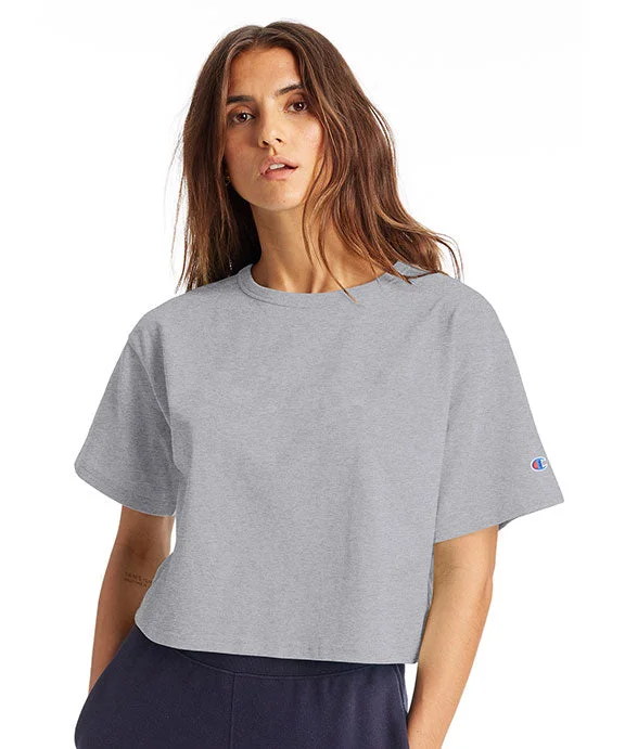 T453W - Champion Ladies Cropped Heritage T-Shirt | Oxford Grey