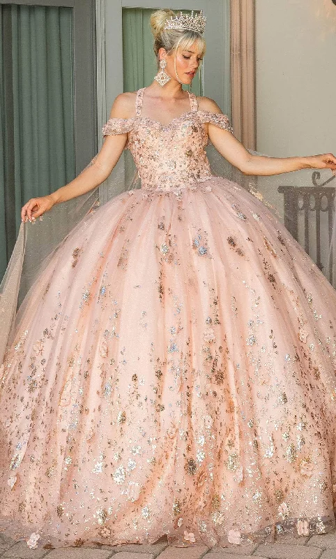 Dancing Queen 1668 - Glitter Quinceanera Ballgown with Cape