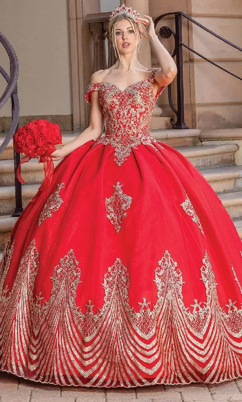 Dancing Queen 1681 - Embroidered Off Shoulder Ballgown