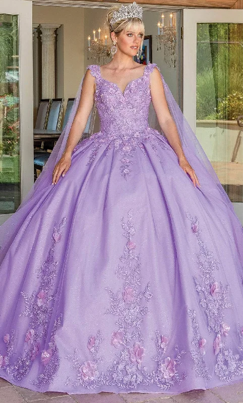 Dancing Queen 1716 - Cape Sleeve Embroidered Ballgown