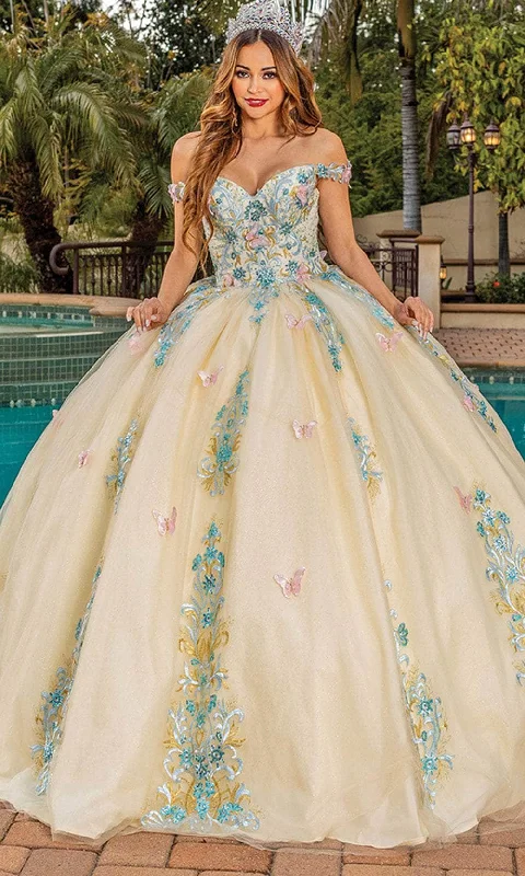 Dancing Queen 1823 - Butterfly Appliqued Sweetheart Ballgown