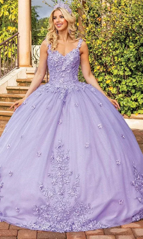 Dancing Queen 1898 - Floral Appliqued Sleeveless Ballgown