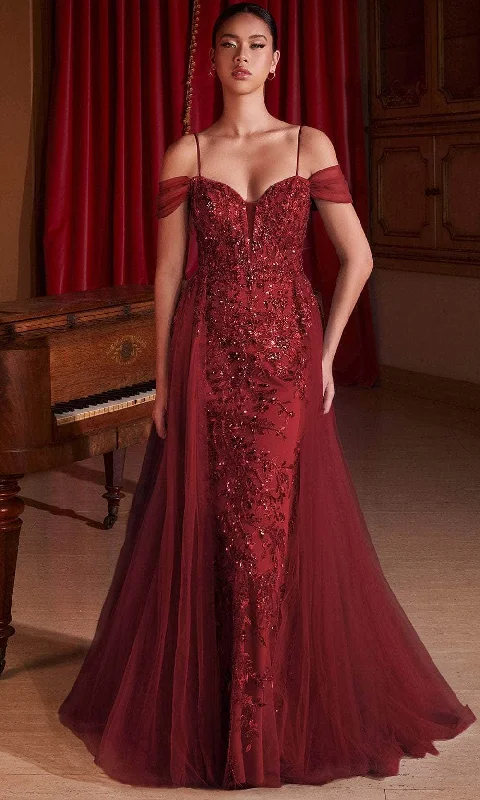 Ladivine SF009 - Embroidered Cold Shoulder Prom Gown