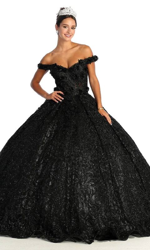 May Queen LK169 - Shimmering Off Shoulder A-Line Gown