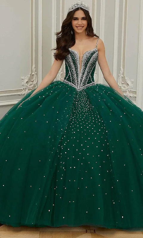 Mori Lee 60201 - Plunging Beaded Quinceanera Ballgown