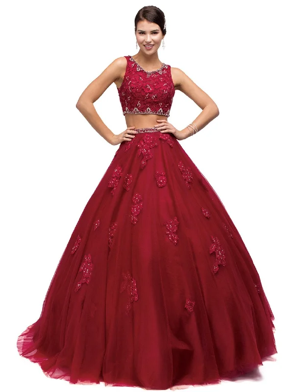 Dancing Queen - 1155 Two-Piece Sequined Floral Quinceanera Gown