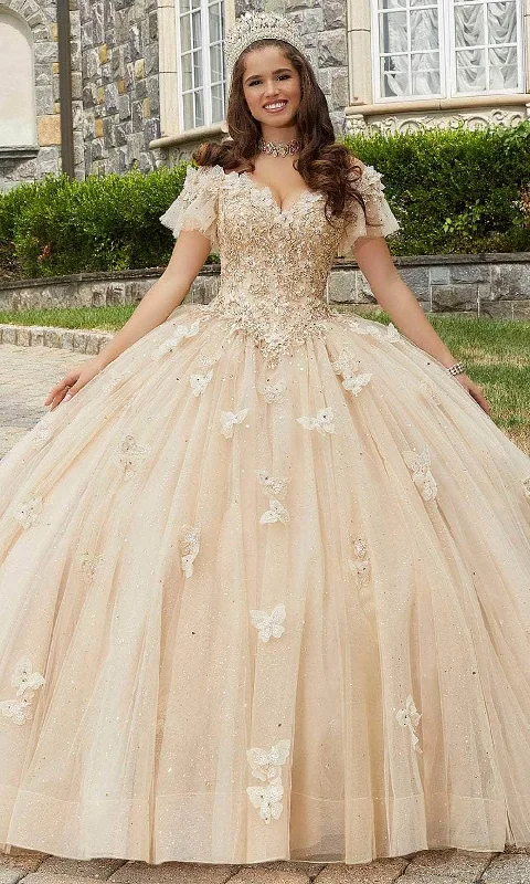 Vizcaya by Mori Lee 89404 - Butterfly Appliqued Off Shoulder Ballgown